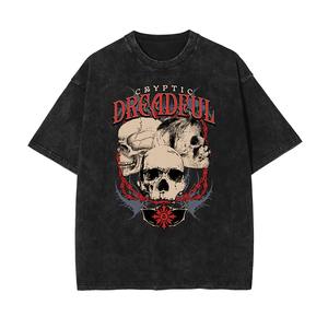 Oversized T-<b>Shirt</b> with Vintage <b>Skull</b> Design Heavyweight Cotton Streetwear Tee for Casual Hip-Hop Fashion and Custom Printing - Product Image 5