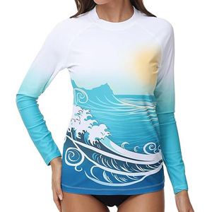 OEM Custom Women's Rash Guard UV Protection Long Sleeve <b>Swim</b> <b>Shirts</b> Quick Dry UPF 50+ Polyester/Nylon Water Beach Surfing - Product Image 4