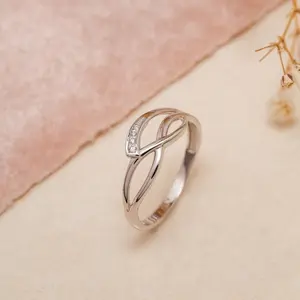 Nuevo diseño, anillo de Plata de Ley 925, anillo de cadena, anillo de piedra de circón cúbico, regalo de Navidad PARA EL Día de San Valentín, joya fina real única