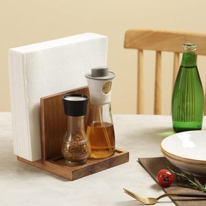 Porte-serviettes en bois avec salière et poivrière Caddy, adapté pour la cuisine, le restaurant, le bar, le bureau, les fêtes, la décoration intérieure - Product Image 5