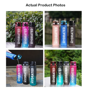 Botella de agua deportiva para bebidas rectas al aire libre, taza de plástico de gran capacidad de 1000ml, botellas espaciales portátiles a prueba de fugas con graduado - Product Image 3