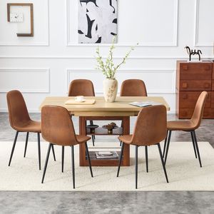 Modern Luxury 6-Piece <b>Dining</b> Room Set 59-71 Inch Pull <b>Table</b> & Technological Fabric Chairs Scalable & Light - Product Image 3
