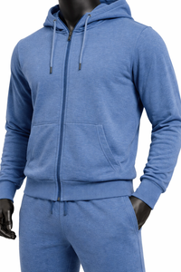 Conjunto deportivo de hombre con sudadera con cremallera y pantalones de chándal ajustados de algodón y poliéster, con logotipo personalizado. - Product Image 5