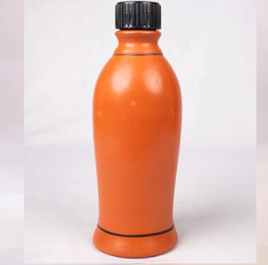 ขวดน้ำดินเผาธรรมดาไม่ทาสีคอแคบและฝาพลาสติกสีแดง - Product Image 4