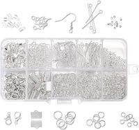 BEADSNFASHION Kit de composants métalliques pour la fabrication de bijoux : Pinces à ruban, sertisseurs, tiges à boucle, embouts, anneaux de jonction, fermoirs, argenté et doré