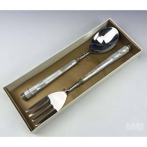 New <b>Gold</b> Twig Design Handle Silver Mirror Polished Designer Salad Serving Spoon & Fork Set for Wedding and Party - Product Image 5