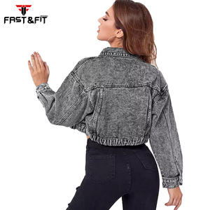 Venta caliente de encargo de las mujeres de mezclilla Chaquetas de mezclilla de estilo de ajuste de algodón de mezclilla Chaqueta de las mujeres para la venta - Product Image 2