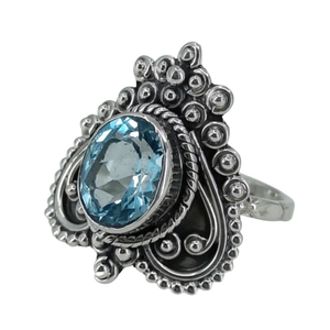 Anillo Hecho a Mano para Mujer de Plata de Ley 925 Sólida de Navya Craft con Topacio Azul, Tallas 4-13, para Navidad, Aniversario, Día de San Valentín - Product Image 1