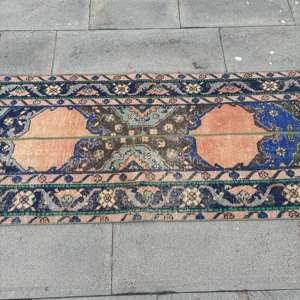 Tapis de 2,2 x 4,8 pieds, tapis turc vintage, tapis bleu style sud-ouest - Product Image 3