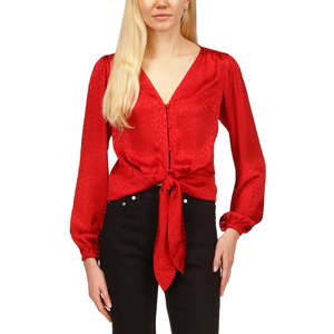 Top con Stampa Animalier Jacquard Rosso per Donna Michael Kors, Taglia Piccola, Abbigliamento Casual - Product Image 1