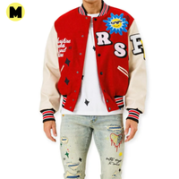 Veste boutonnée pour homme, personnalisable avec logo, col montant en toile, patchs en chenille, respirante, confortable, séchage rapide, style urbain hivernal