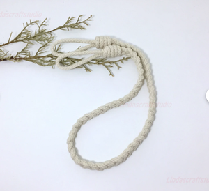 Nautical Pigtail Knot Tieback, Natural White Cotton Rope Tieback, Cotton <b>Curtain</b> Holder, Rope <b>Curtain</b> Tiebacks - Product Image 1