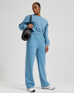 Precio de fábrica Basalto recortado Cuello redondo Sudadera de mujer Hombros caídos Puños acanalados Sudaderas con capucha de mujer Sudaderas con capucha para correr Mujer - Product Image 4