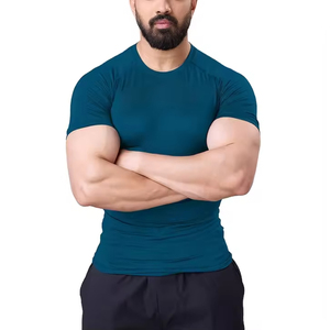 Camiseta de entrenamiento deportivo a la moda para hombre, ropa de gimnasio, camisetas transpirables de manga corta con cuello redondo, camiseta para correr y trotar para hombre - Product Image 1