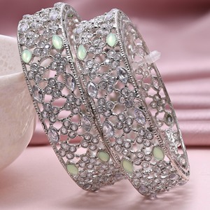 Bracelets AD inversés plaqués argent, Bracelets en argent en laiton, Bracelets de luxe, Bracelets AD rhodium inversés modernes, Ensembles de bracelets de mode. - Product Image 2