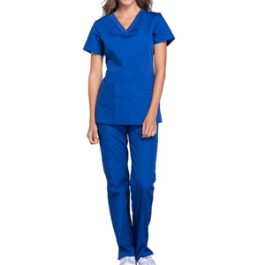Uniformes extensibles en spandex pour le gommage médical haut et pantalon ensemble de gommages hauts à manches courtes uniforme d'infirmière coupe ajustée - Product Image 2