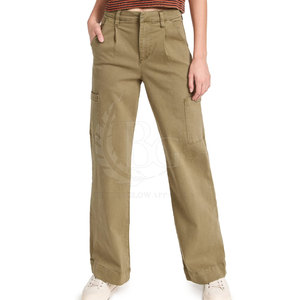 Pantalon Cargo 100% coton pour femmes de grande taille Longueur au genou Style avant plat pour une utilisation en extérieur et vêtements d'entraînement - Product Image 1