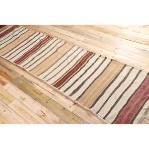 Vintage Turkish Rug, 3.3x11.4 ft Kilim Rug, <b>Brown</b> Red Plants & trees <b>Wool</b> Rug - Product Image 4