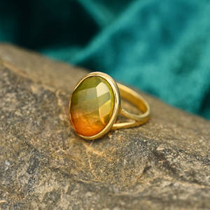 Wholesale Bio Color Tourmaline Oval 10x14mm Fine <b>Ring</b> Jewelry 925 <b>Sterling</b> <b>Silver</b> Eternity Vermeil Partywear Gift for Women - Product Image 1