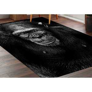 Alfombra con Estampado de Mono: Diseño Animal en Blanco y Negro, Alfombra Fácil de Limpiar, Alfombra Suave No Tejida - Product Image 2