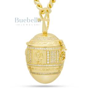 Collar con colgante de huevo del faraón dorado helado de lujo, nombre personalizado, cadena de Hip Hop de enlace cubano para hombres, estilo rapero - Product Image 2