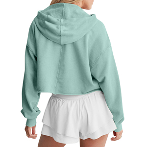 Top corto ligero antiarrugas con capucha para mujer, Top corto de algodón transpirable, sudaderas con capucha para mujer, ajuste elegante - Product Image 2