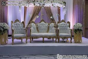 Elegante sofá de madera para parejas para la ceremonia de Shagun, impresionante sofá de boda para novia y novio, sofá tallado con respaldo pesado para escenario de boda - Product Image 3