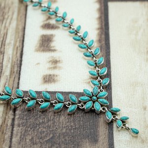 <b>Handmade</b> 925 Sterling <b>Silver</b> Turquoise <b>Necklace</b> with Platinum Women's Gift NL0346-GS - Product Image 3