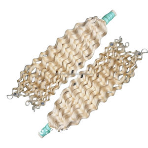 Paquetes de cabello rizado Suave brillante Rubio Color de cabello Premium Grado superior 100% Cabello humano Remy Extensiones alineadas con cutícula 8 "-30" Longitud - Product Image 5