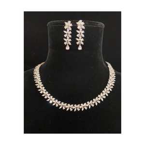 Top vente élégant feuille Design CZ collier et boucles d'oreilles ensemble pour mariage fête fiançailles anniversaire bijoux - Product Image 6