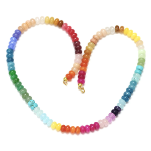 Beautiful Mix color Quartz smooth rondelle Beads <b>Necklace</b>, 7-8mm rainbow disco color Quartz Gemstone beads, colorful jewelry - Product Image 2