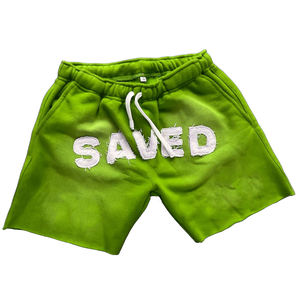 Pantalones cortos desgastados bordados personalizados para hombre 400 GSM algodón polar francés Trey ácido lavado bordado corto para hombre - Product Image 5