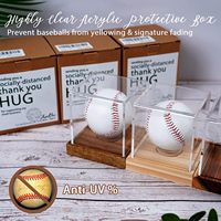 Base en bois clair Cube support de Baseball autographe Baseball support boîte carré acrylique Baseball vitrine avec porte-anneau en plexiglas