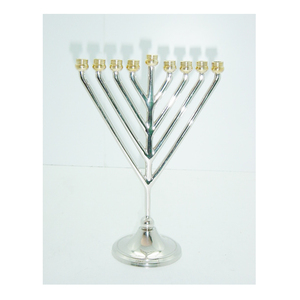 Portavelas de Menorah de latón de lujo de estilo indio hecho a mano, candelabro de Menorah de estilo israelí Premium decorativo para Festival judío - Product Image 2