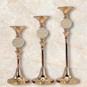 Juego de Portavelas de Metal Chapado en Oro Antiguo de Lujo, Centro de Mesa Decorativo con Bola de Cristal, Decoración Elegante para Mesa del Hogar (Juego de 3 Tamaños) - Product Image 4