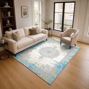 RUGS DEPOT LXDP-0339 Wholesale Ivory Cream Ethnic Kilim Digital Printed Machine Washable Chenille Area Rug Non <b>Slip</b> - Product Image 2