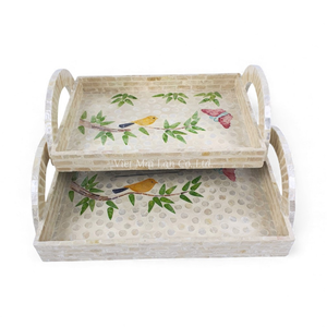 Bandeja Rectangular de Nácar Hecha a Mano, Elegante Bandeja de Servicio Natural, Bandeja de Concha Hecha Directamente en Vietnam - Product Image 1