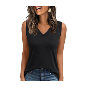 Camiseta sin mangas de verano para mujer de alta calidad para uso en exteriores, tela tejida ligera con botones y decoraciones de cinta - Product Image 5