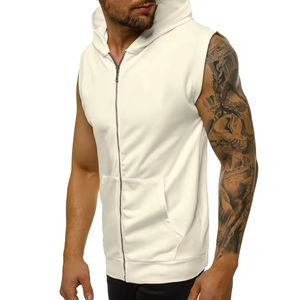 Custom <b>Men's</b> Hooded <b>Sleeveless</b> <b>Hoodies</b> 100% Cotton Cut Oversized Activewear Gym Top Fashion Streetwear Breathable Lightweight - Product Image 5