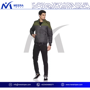 Veste matelassée élégante à col montant coupe-vent pour hommes, vêtements d'extérieur à col montant pour les activités de plein air en hiver - Product Image 4