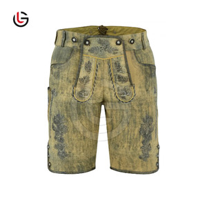 OEM Custom <b>Men's</b> Fashion German Lederhosen Bavarian Cowhide Sweat Leather Knee <b>Shorts</b> For <b>Men</b> Solid <b>Pattern</b> Festival Clothing - Product Image 2