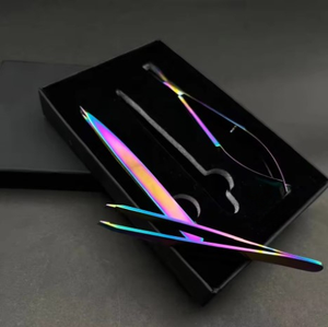 Ensemble de pinces à épiler pointues inclinées personnalisées de haute qualité, épilation des poils, vente en gros, ciseaux à ressort multicolores, épilation - Product Image 6