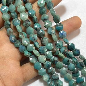 Cuentas de forma hexagonal facetadas de crisocola, cuentas de fantasía de piedras preciosas naturales de 8MM, precios al por mayor - Product Image 4