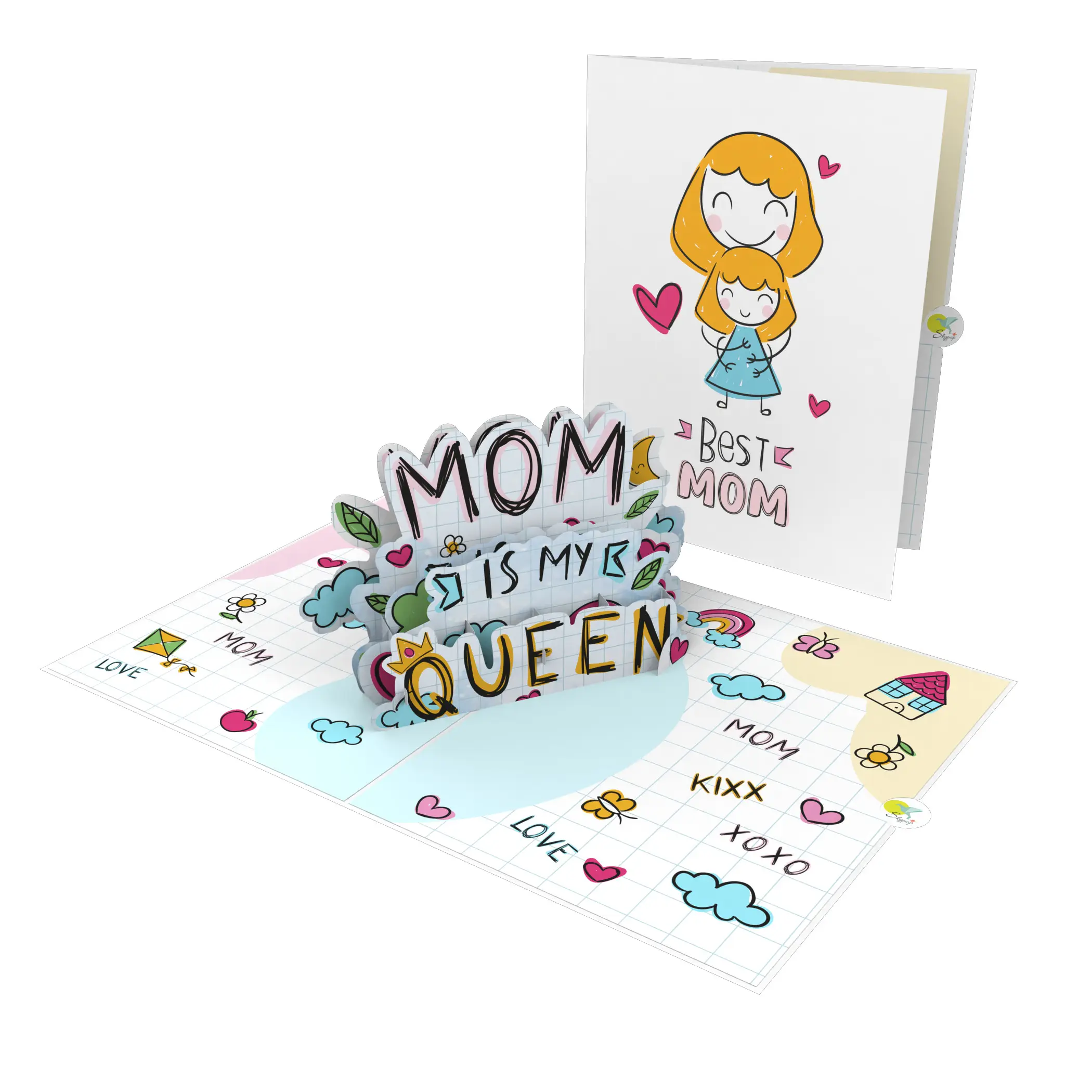 ママは私の女王です3Dポップアップカードママの母の日のための素敵なカード3Dカード手作り紙レーザー切断