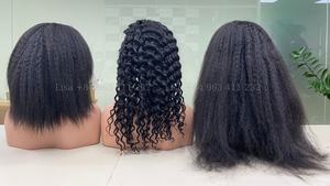 Vente en gros de cheveux humains, mèches naturelles noires, 16 pouces, crépues, lisses, cheveux vierges, échantillon gratuit - Product Image 4