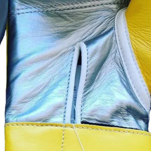 Guantes de Boxeo Profesionales de Cuero Amarillo Plateado con Velcro en la Muñeca, Guantes de Entrenamiento y Sparring para Hombres y Mujeres - Product Image 6