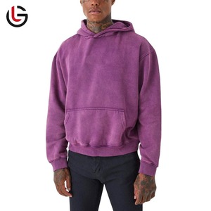 OEM Winter Streetwear Men's Distressed Rhinestone Acid Wash Oversized Pullover <b>Hoodie</b> Custom Double Pocket 100% Cotton <b>Fleece</b> - Product Image 1