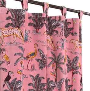 Handmade Luxury Modern Jungle Print Animal Pattern Window <b>Shade</b> <b>Vintage</b> Pink Velvet Cotton Curtains Full <b>Light</b> Shading - Product Image 1