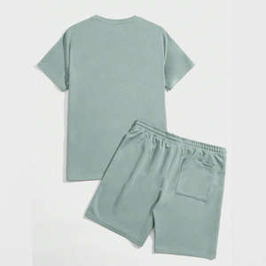 Camiseta básica de diseñador de gran tamaño para hombre, conjuntos cortos, patrón de rayas liso cuadrado para verano, colección de camisetas para hombre a granel - Product Image 4