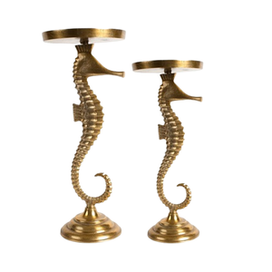Hot Luxury Privilege Gold Metal Seahorse Candle Holder Juego de 2 para la nueva llegada Portavelas hecho a mano para la decoración de la boda - Product Image 1